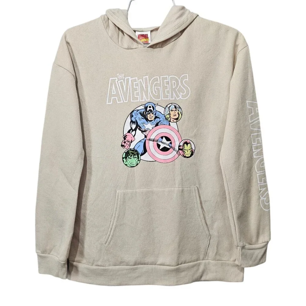 Marvel Comics The Avengers Kids New Beige Graphic Unisex Hoodie Shirt